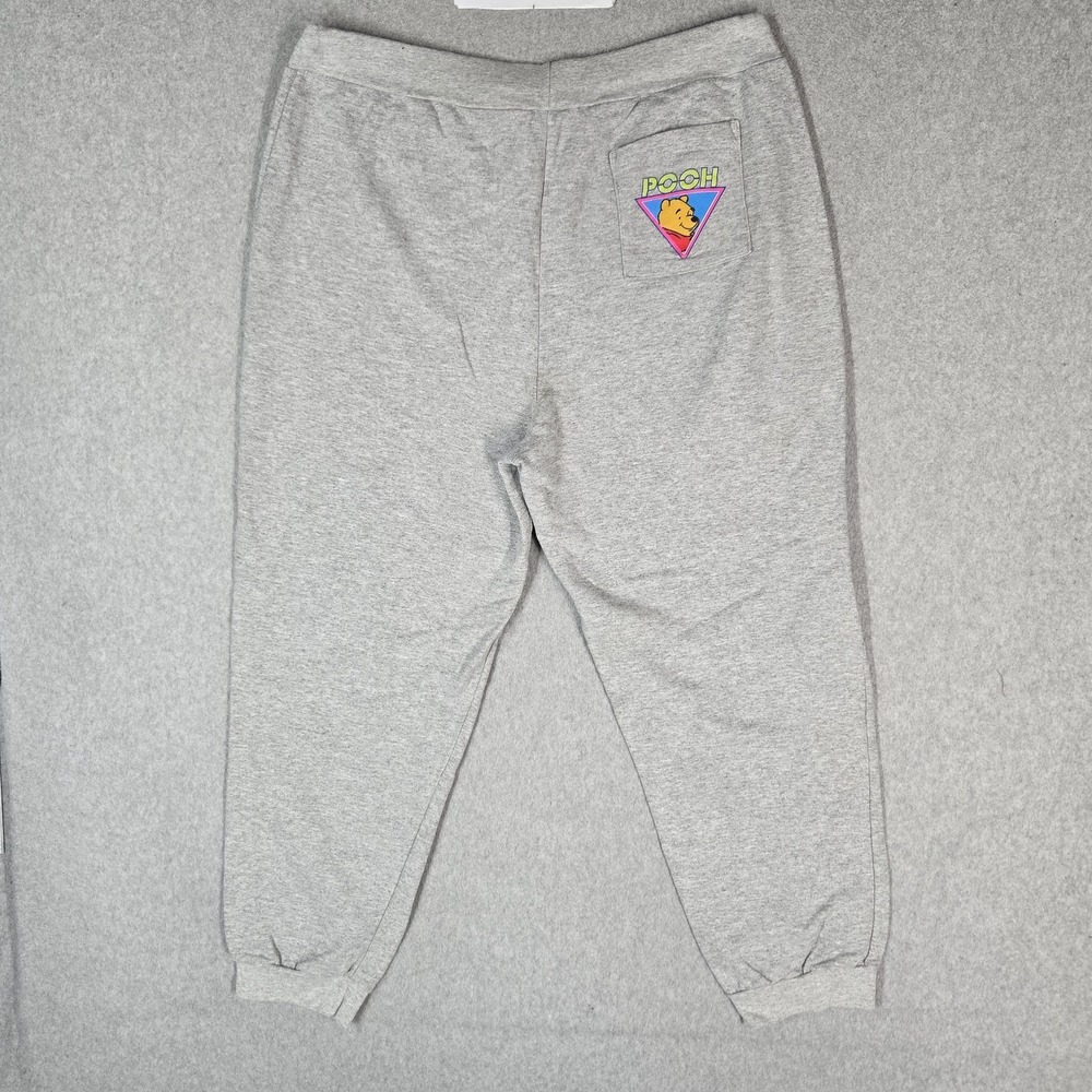 Pooh Women Pants XL Gray Sweatpants Winnie Pooh Loungewear Logo 27" Inseam